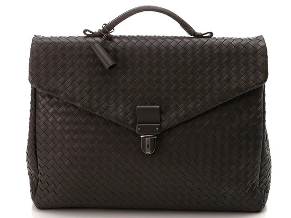 BOTTEGA VENETA Briefcase Business Bag Dark Brown Leather